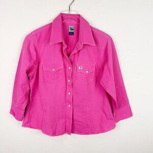 Y2K Pink Cruel Girl Pearl Snap rodeo Shirt Large Horse Girl